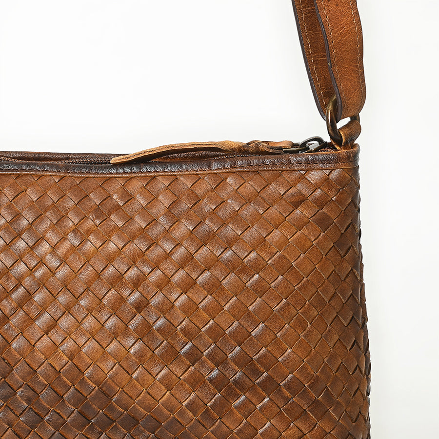 American Darling Crossbody Bag Beautifully Basketweave tooled Genuine Leather women