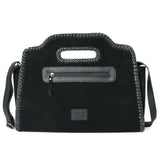 American Darling Clutch Bag for Women, Premium Suede Leather with Braided Edges, Western Concho & Studs, Large Boho Handbag