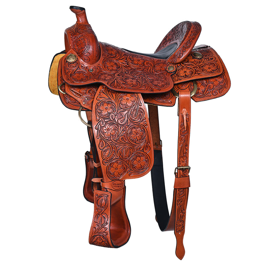 16 In Hilason Western Horse Saddle American Leather Ranch Roping Cowboy - Uhorse