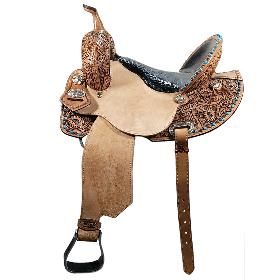 14 In Hilason Western Horse Barrel Racing Wooden Tree American Leather Saddle - Uhorse