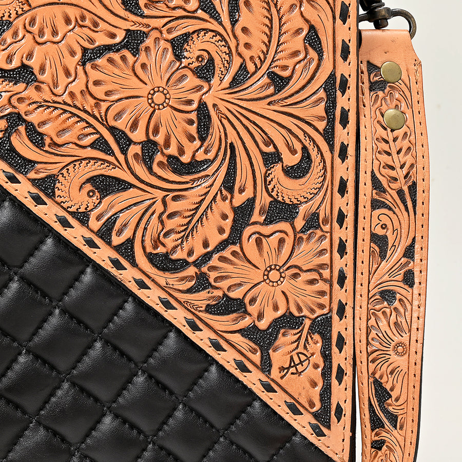 American Darling Tote Bag Hand Tooled Floral Carved Quilted Genuine Leather Western Purse for Women