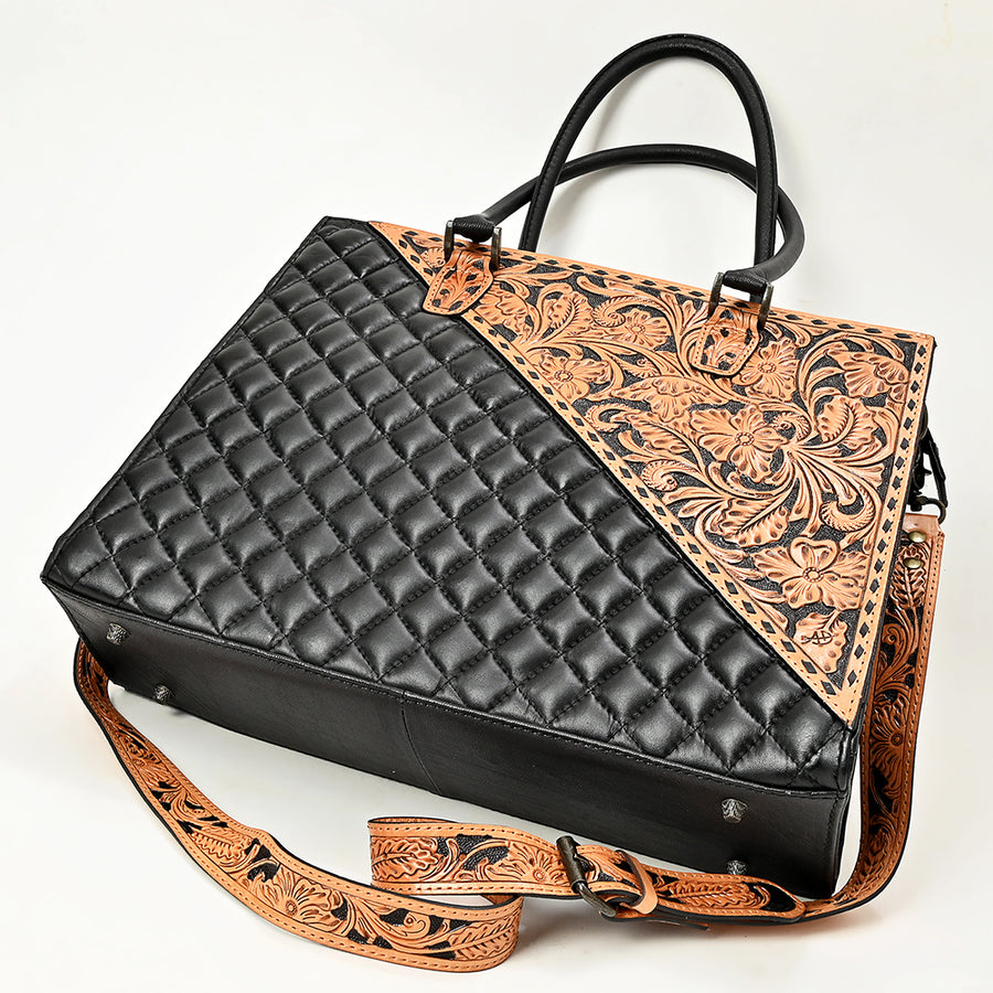 American Darling Tote Bag Hand Tooled Floral Carved Quilted Genuine Leather Western Purse for Women