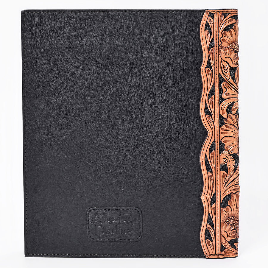 American Darling Portfolio Bag Hand Tooled Floral Carved Crocodile Embossed Genuine Western Leather
