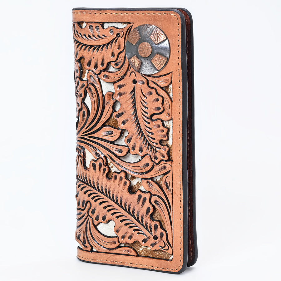 American Darling Hand Tooled Floral Carved Leather Wallet handbag - Uhorse