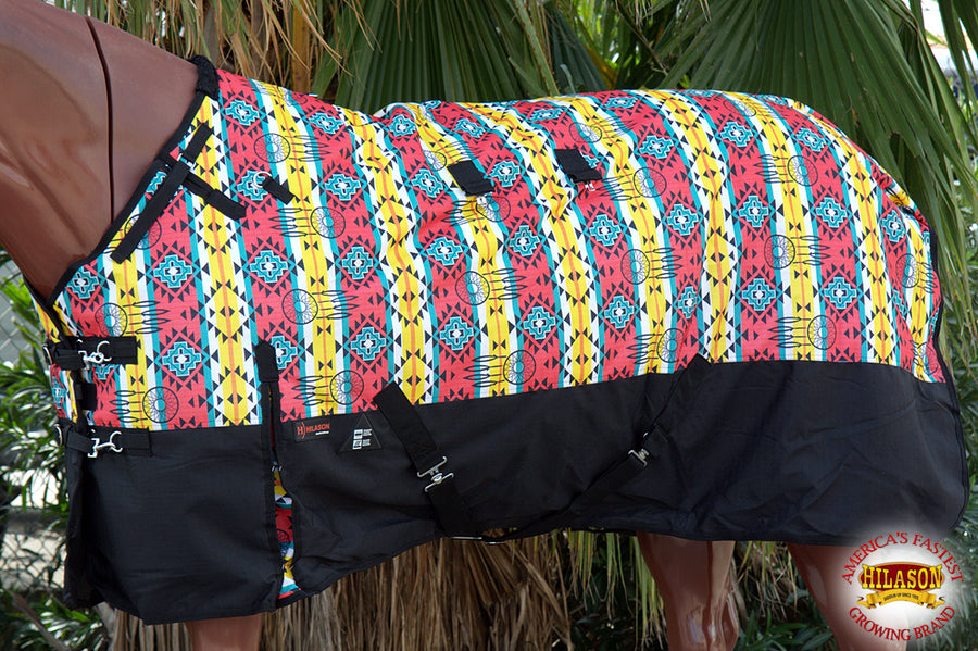 81 In HILASON 1200D Winter Waterproof Poly Horse Hood Turnout Blanket Aztec