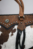 American Darling Western Handbag Rustic Cowhide Satchel Leather Fringe