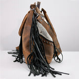 American Darling Western Handbag Rustic Cowhide Satchel Leather Fringe