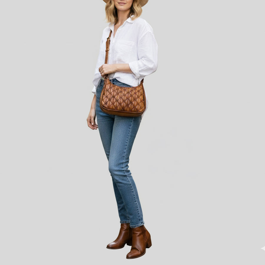 American Darling Hobo Bag Beautifully Quilted Genuine Leather women