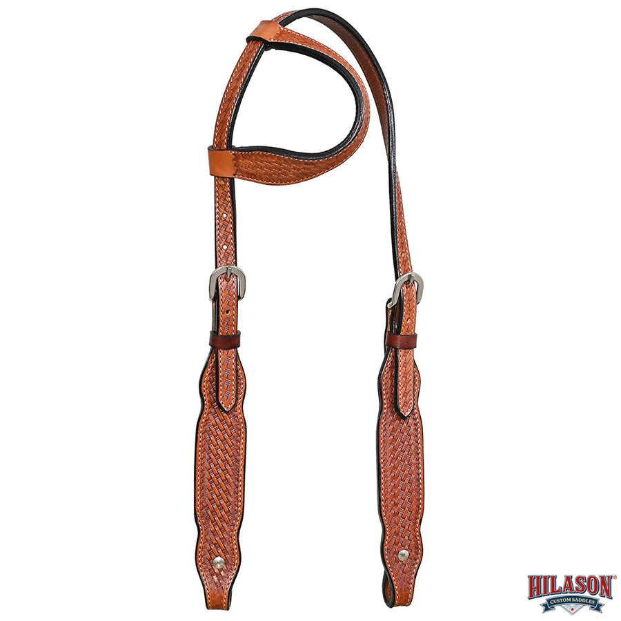 HILASON Western Horse Genuine Leather Headstall Tack Basketweave Tan