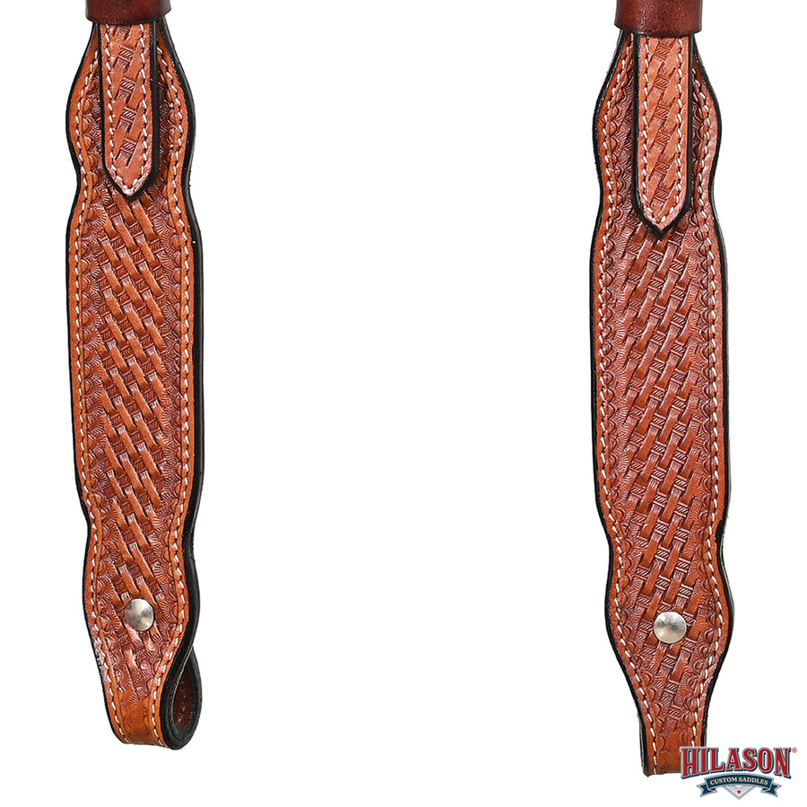 HILASON Western Horse Genuine Leather Headstall Tack Basketweave Tan