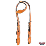 HILASON Western Horse American Leather Headstall Tack Basketweave Tan