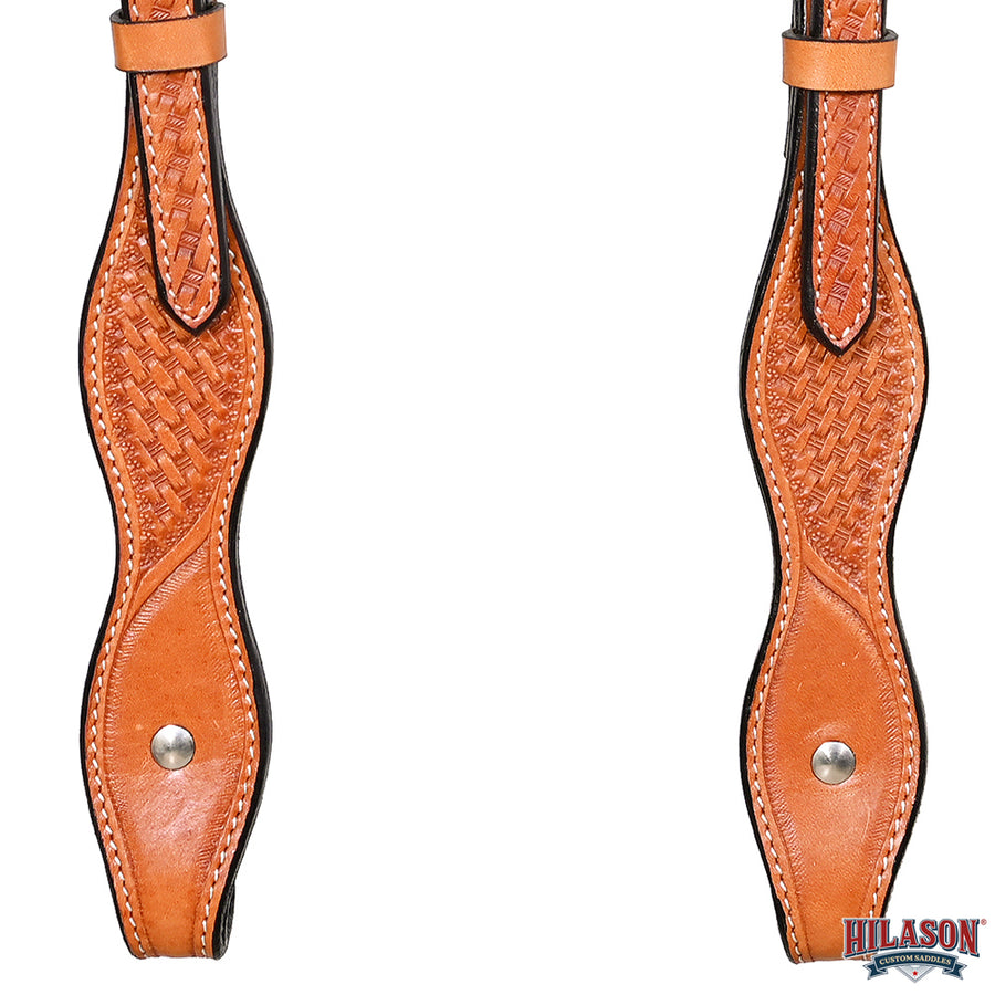 HILASON Western Horse Genuine Leather Headstall Tack Basketweave Tan