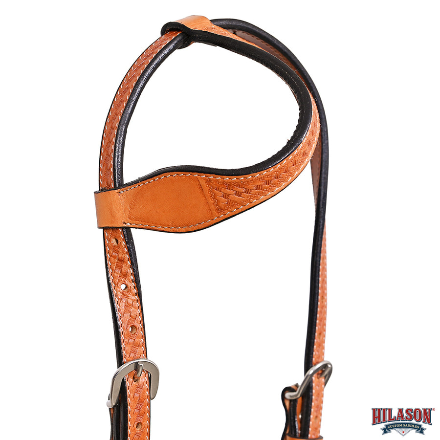 HILASON Western Horse Genuine Leather Headstall Tack Basketweave Tan