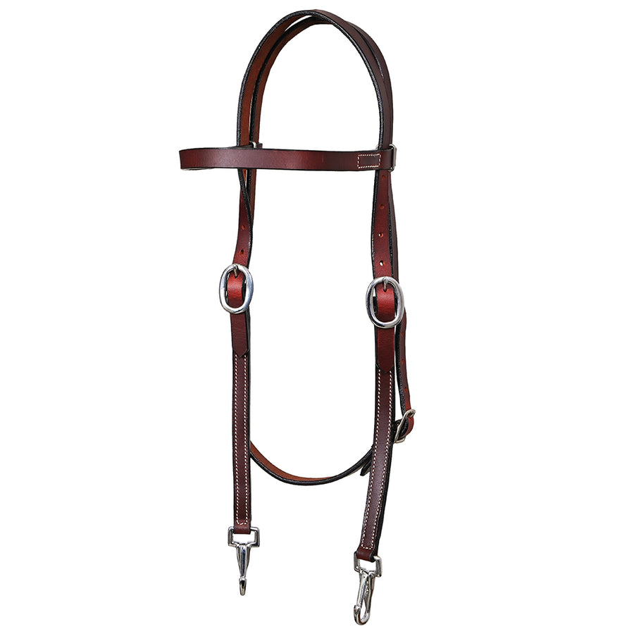 HILASON Western Horse Genuine Leather Headstall Tack Plain Dark Brown - Uhorse
