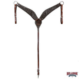 HILASON Western Horse American Leather Breast Collar Tack Hand Tooled Dark Brown