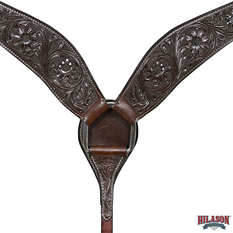 HILASON Western Horse Genuine Leather Breast Collar Tack Hand Tooled Dark Brown