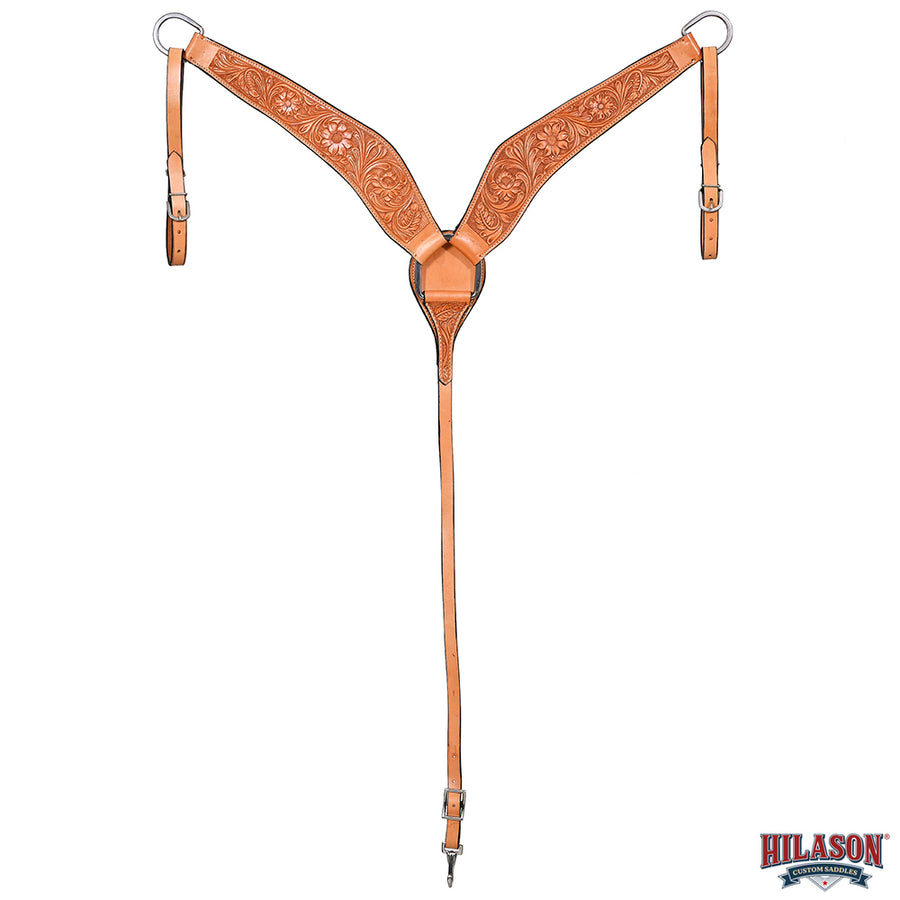 HILASON Western Horse Genuine Leather Breast Collar Tack Hand Tooled Tan