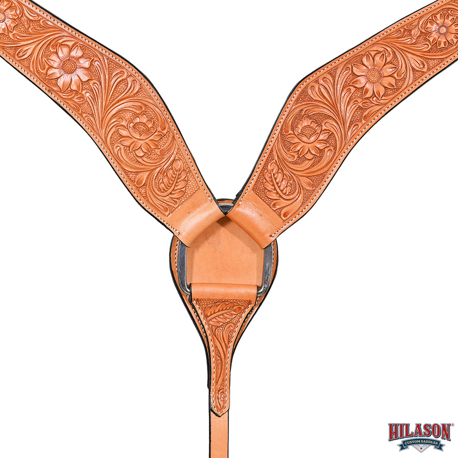 HILASON Western Horse Genuine Leather Breast Collar Tack Hand Tooled Tan