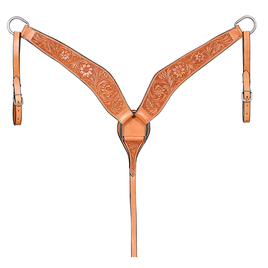 HILASON Western Horse Genuine Leather Breast Collar Tack Hand Tooled Tan - Uhorse