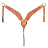 HILASON Western Horse American Leather Breast Collar Tack Hand Tooled Tan