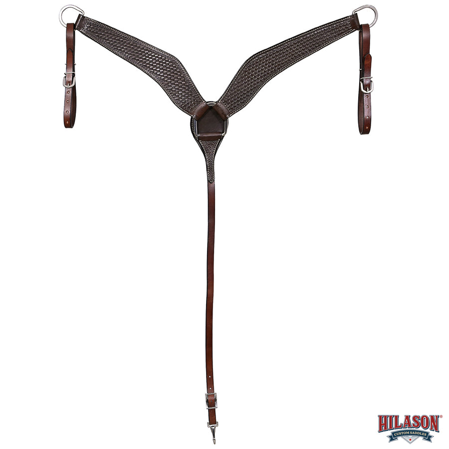 HILASON Western Horse Genuine Leather Breast Collar Tack Basketweave Dark Brown