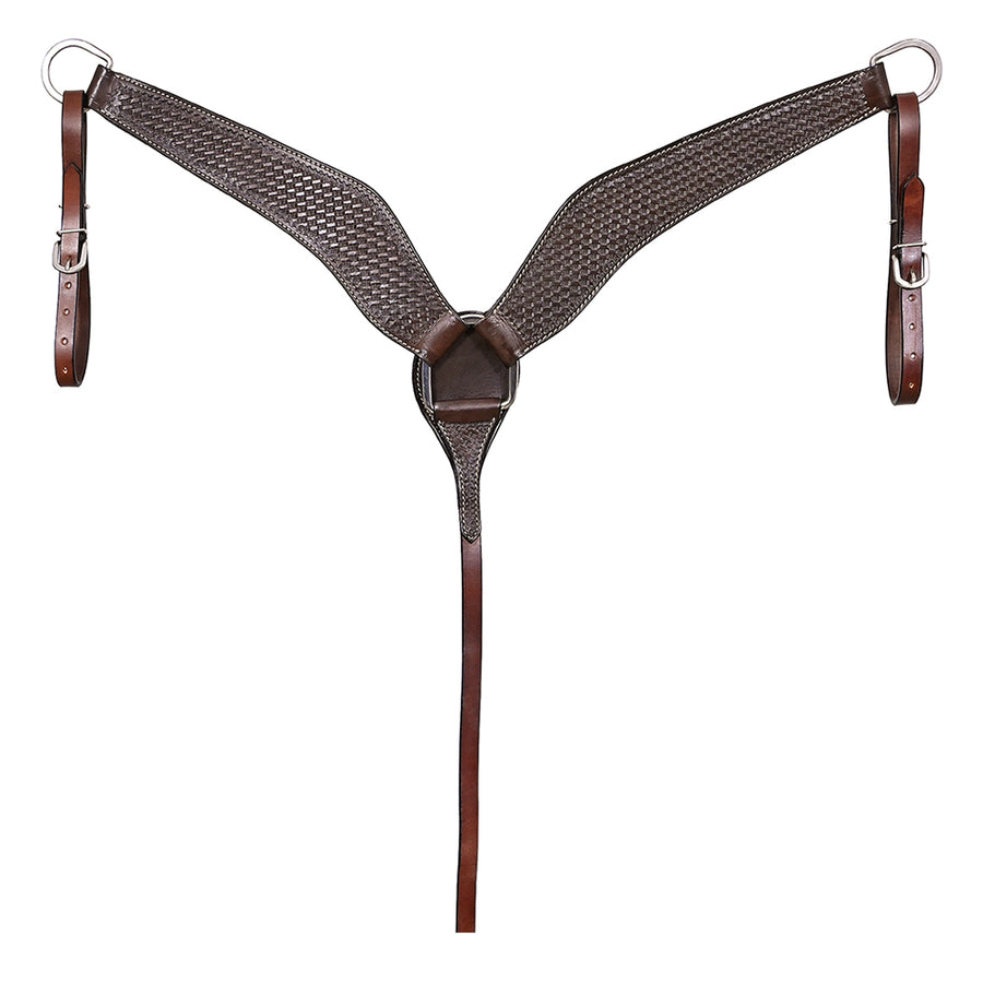 HILASON Western Horse Genuine Leather Breast Collar Tack Basketweave Dark Brown - Uhorse