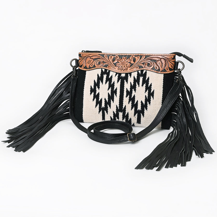 American Darling Hand Woven Saddle Blanket Cross body Bag with Western Fringes - Uhorse