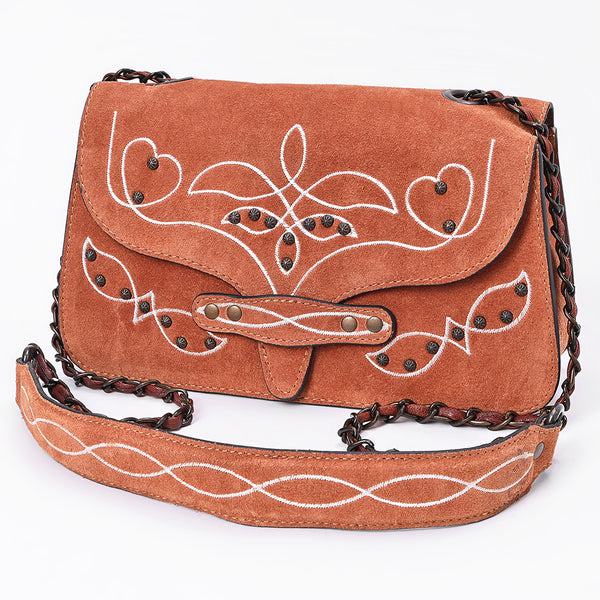 American Darling Western Cross body Bag with Rivetted Genuine Suede Leather and Embroidery - Uhorse