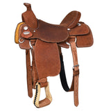 17 In Hilason Western Horse Ranch Roping Roper Genuine Leather Saddle Brown - Uhorse