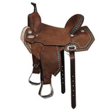 17 In Hilason Western Horse Flex Tree Saddle American Leather Trail Barrel - Uhorse