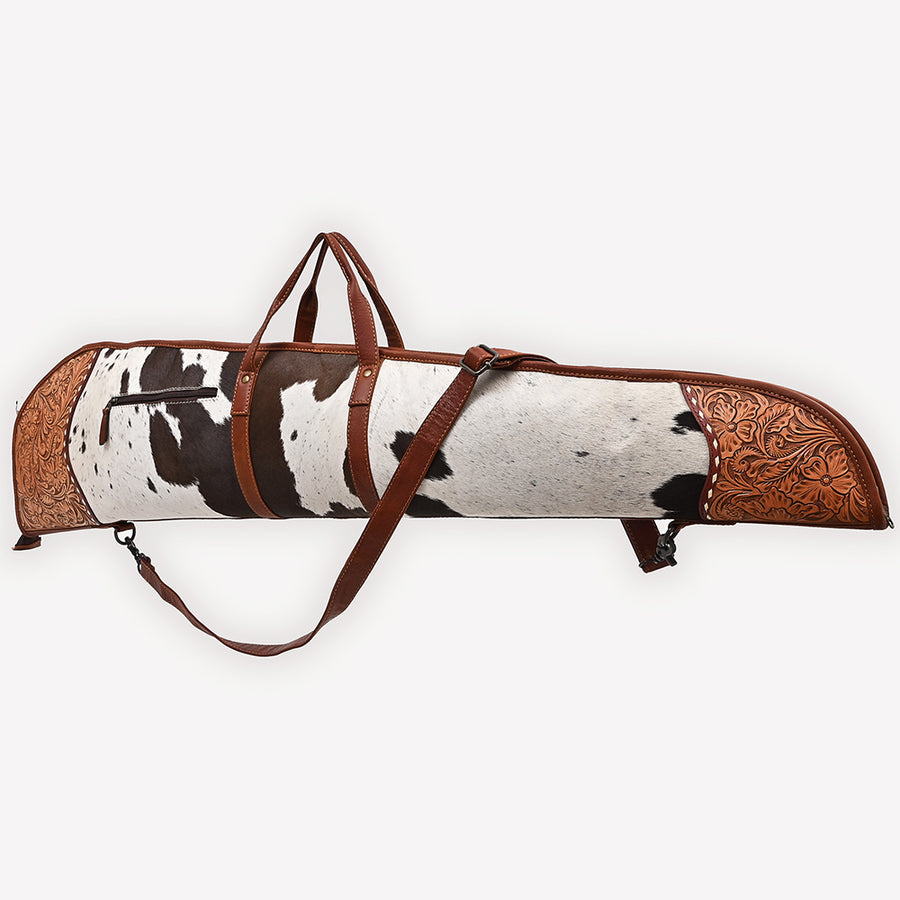 American Darling Hair on Hand Tooled Genuine Western Leather Gun Case| Shoulder Bag Case