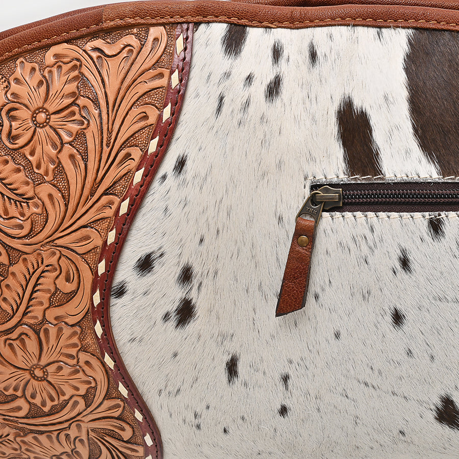 American Darling Hair on Hand Tooled Genuine Western Leather Gun Case| Shoulder Bag Case