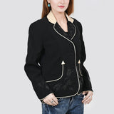 American Darling Genuine Suede Embroidered leather Jacket ladies Girl Black