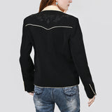 American Darling Genuine Suede Embroidered leather Jacket ladies Girl Black