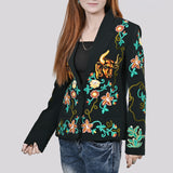American Darling Genuine Suede Embroidered leather Jacket ladies Girl Black