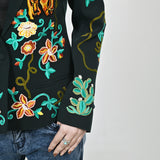 American Darling Genuine Suede Embroidered leather Jacket ladies Girl Black