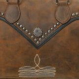 American Darling Western Studded Leather Boston Bag – Vintage Barrel Satchel