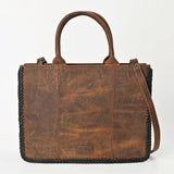 American Darling Tote Bag Western Genuine Leather Handbag with Boot Stitched Design Rivets and Premium YKK Zipper