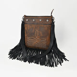 American Darling Vintage Leather Crossbody Bag Studded Conchos Western Stitching - Uhorse