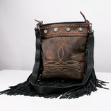 American Darling Vintage Leather Crossbody Bag Studded Conchos Western Stitching