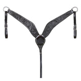 HILASON Western Horse American Leather Breast Collar Tack Hand Tooled Black