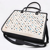 American Darling Tote Bag Western Hair-On Cowhide Genuine Leather Shoulder Bag with Braided Riveted Detail and YKK Zipper