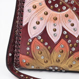 American Darling Tote Hand Tooled Genuine Leather Women's Handbag with Rivets