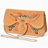 American Darling Western Embroidered Genuine Suede Cross body Bag - Longhorn Motif - Uhorse
