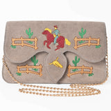 American Darling Rodeo Embroidered Suede Crossbody Bag Cowboy Gold