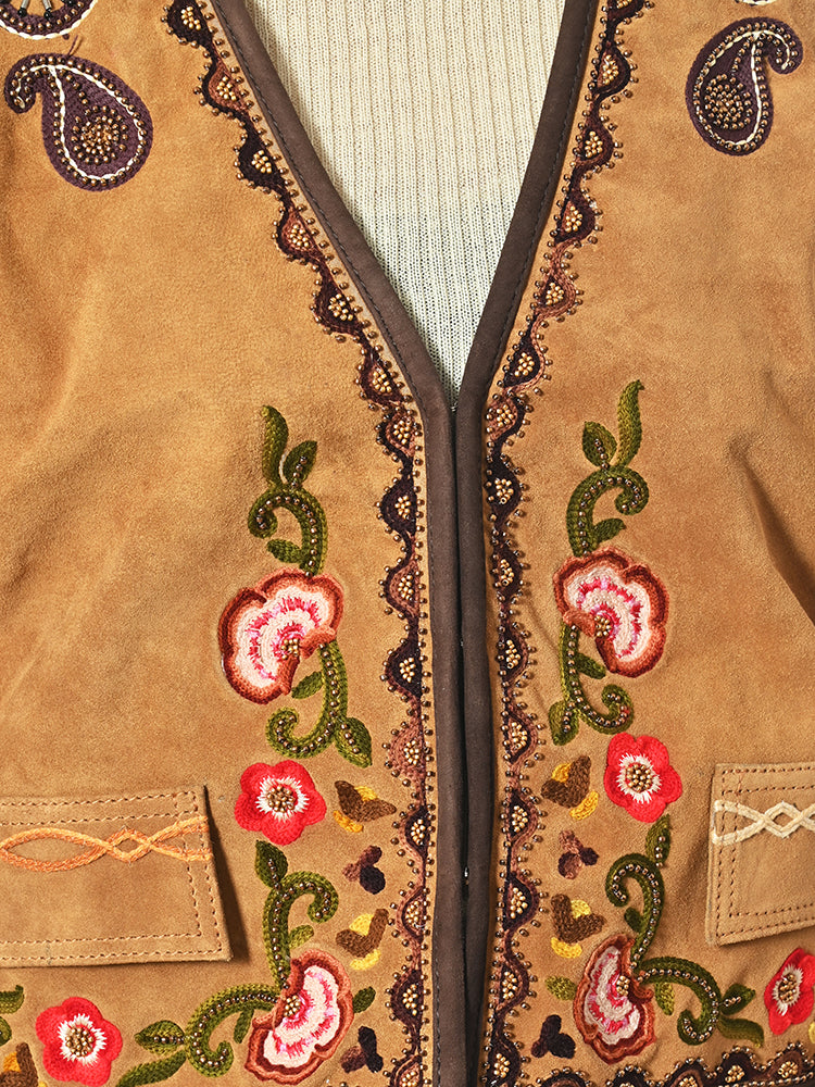 American Darling Western Apparel Embroidered Premium Suede Fabric Handcrafted Heritage Vest for Women
