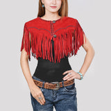 American Darling Red Genuine Suede leather ladies Dress Black