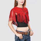 American Darling Red Genuine Suede leather ladies Dress Black