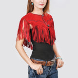 American Darling Red Genuine Suede leather ladies Dress Black