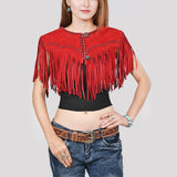 American Darling Red Genuine Suede leather ladies Dress Black